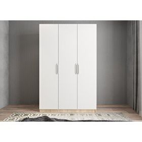 Baramolife GUB7 Bar Üç Kapaklı Meşe Beyaz 105 cm Gardrop