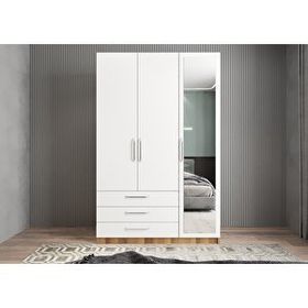 Baramolife GUL10 Life Üç Kapaklı Ceviz Beyaz 120 cm Gardrop