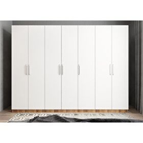 Baramolife GYE10 Eko Yedi Kapaklı Ceviz Beyaz 315 cm Gardrop