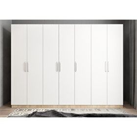 Baramolife GYE7 Eko Yedi Kapaklı Meşe Beyaz 315 cm Gardrop