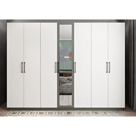 Baramolife GYL6 Life Yedi Kapaklı Antrasit Beyaz 280 cm Gardrop