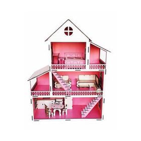 Barbie Ahşap Oyuncak Ev Portatif Bebek Evi Lol Bebek