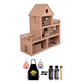 Barbie Bebek Evi Oyuncak 15 Adet Mobilya + 2 Adet Boya Fırça ve Önlük
