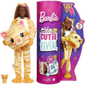 Barbie Cutie Reveal Tatlı Kedicik Peluş Kostümlü Bebek ve Evcil Hayvan
