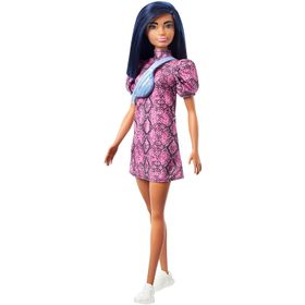 Barbie FBR37-GHW57 Fashionistas Esmer Mavi Çantalı Bebek ve Aksesuarları