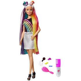 Barbie FXN96 Gökkuşağı Renkli Saçlar Bebeği