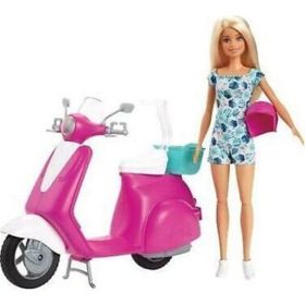 Barbie GBK85 Pembe Playset Aksesuar Scooter ve Bebek