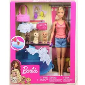 Barbie GDJ37 3 Yavru Köpekli Aksesuar ve Bebek