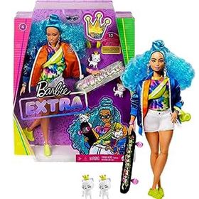 Barbie GRN30 Doll 4 Extra Mavi Kıvırcık Saçlı Bebek