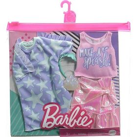 Barbie GWC32-GRC88 2'li Paketler Barbie'nin Kıyafet Koleksiyonu Yıldızlı Gömlek Barbie