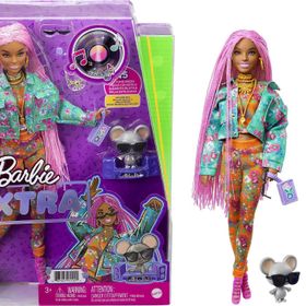 Barbie GXF09 Extra Doll 10 Pembe Örgü Saçlı Bebek
