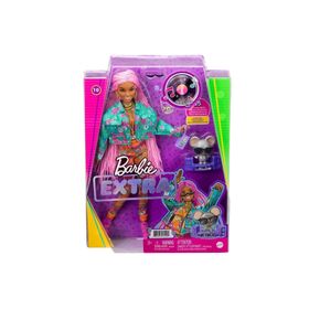 Barbie GXF09 Extra Doll 10 Pembe Örgü Saçlı Bebek