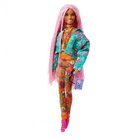 Barbie GXF09 Extra Doll 10 Pembe Örgü Saçlı Bebek
