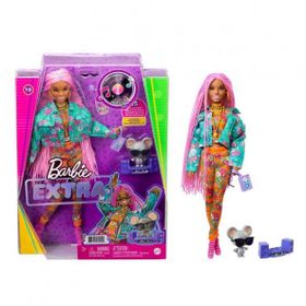 Barbie GXF09 Extra Doll 10 Pembe Örgü Saçlı Bebek
