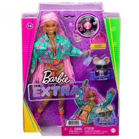 Barbie GXF09 Extra Doll 10 Pembe Örgü Saçlı Bebek