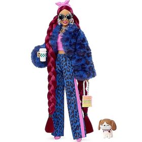 Barbie HHN09 Extra Pembe Bandanalı Oyuncak Bebek