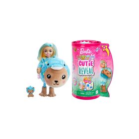 Barbie HRK27-HRK30 Cutie Reveal Bebekler Chelsea Şirin Kostümler Serisi Yunus Ayıcık