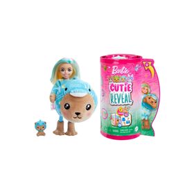 Barbie HRK27-HRK30 Cutie Reveal Bebekler Chelsea Şirin Kostümler Serisi Yunus Ayıcık