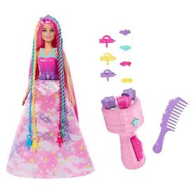 Barbie JCW55 Dreamtopia Örgü Saçlı Bebek ve Aksesuarları Oyun Seti