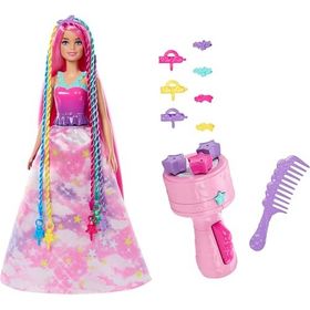Barbie JCW55 Dreamtopia Örgü Saçlı Bebek ve Aksesuarları Oyun Seti