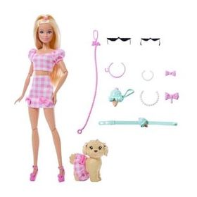 Barbie JFP36 Twinning Looks Uyumlu Dostlar Sarı Saçlı Bebek ve Köpekçiği