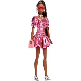 Barbie JFP41 Deluxe Style Stil Ikonu Metalik Pembe Elbiseli Bebek