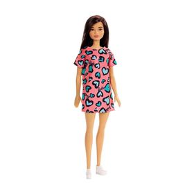 Barbie T7439-GHW46 Esmer Pembe Kalpli Elbiseli Şık Bebek