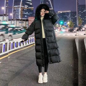 Barbora BT293 Diz Boy Kürk Detaylı Siyah Kadın Şişme Mont