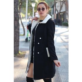 Barbora BT306 Kışlık Günlük Kaşe Siyah Kadın Kaban