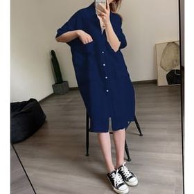 Barbora Keten Günlük Cep Detaylı Salaş Kadın Elbise