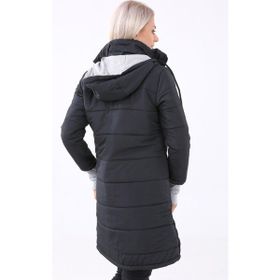 Barbora TR805 6 Kışlık Kapüşonlu Uzun Siyah Kadın Şişme Mont