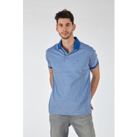 Barca 1102598 Mavi-Beyaz Polo Yaka Çizgili Kısa Kollu Erkek T-Shirt