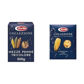 Barilla 500 gr Mezze Penne Tricolore Üç Renkli Kalem Makarna + 500 gr Castellane Makarna