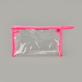 Barnaby 30700 16x26 cm Şeffaf Pembe Fosforlu XL PVC Kozmetik Çantası