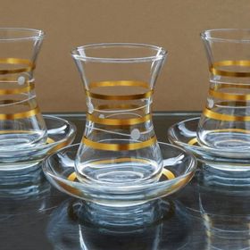 Başak Paşabahçe Planet Dekor 12 Parça İnce Belli Çay Takımı