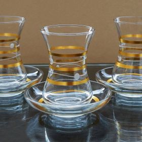 Başak Paşabahçe Planet Dekor 12 Parça İnce Belli Çay Takımı