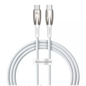 Baseus CADH000702 Glimmer Series 1 m 100 W Beyaz PD Type-C to Type-C Örgülü Şarj Kablosu
