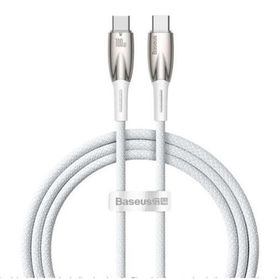 Baseus CADH000702 Glimmer Series 1 m 100 W Beyaz PD Type-C to Type-C Örgülü Şarj Kablosu