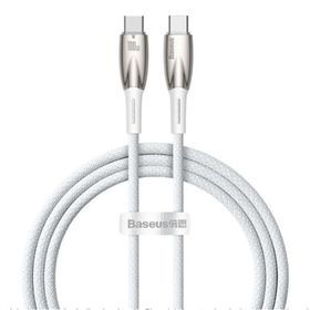 Baseus CADH000702 Glimmer Series 1 m 100 W Beyaz PD Type-C to Type-C Örgülü Şarj Kablosu
