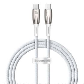 Baseus CADH000702 Glimmer Series 1 m 100 W Beyaz PD Type-C to Type-C Örgülü Şarj Kablosu