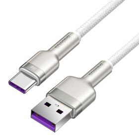 Baseus Cafule 66W Metal USB to Type-C Siyah Hızlı 100 cm Beyaz Şarj Kablosu