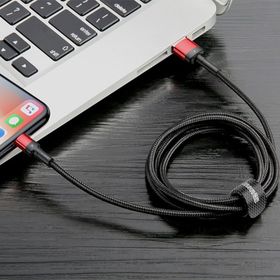 Baseus Cafule Special Edition iPhone 2.4A 1 mt Siyah Kırmızı Hızlı Şarj Halat Usb Kablo