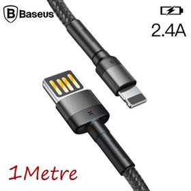 Baseus Cafule Special Edition iPhone 2.4A 1 mt Siyah Kırmızı Hızlı Şarj Halat Usb Kablo