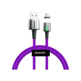 Baseus CATXC-A05 Zinc Magnetic USB Type-C Başlık 3.0 A 1 m Mor Şarj Kablosu