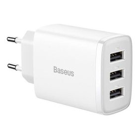 Baseus CCXJ020102 Kompakt 3 USB Portlu 17W Beyaz Hızlı Şarj Başlığı Adaptörü