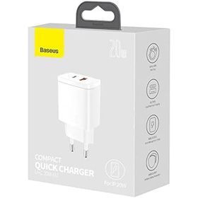 Baseus Compact 20W U+C QC. Beyaz Seyehat Şarjı