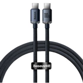 Baseus Crystal Shine 1.2 mt 100W Type-C to Type-C Hızlı Şarj Kablo Siyah Kablo