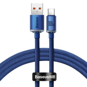 Baseus Crystal Shine 100 W 120 cm Type-C Mavi Şarj Kablosu