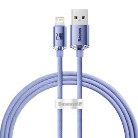 Baseus Crystal Shine 2.4 a 120 cm Mor Lightning Şarj Kablosu