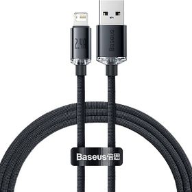 Baseus Crystal Shine 2.4A 1.2 mt Lightning Şarj Kablosu Siyah Kablo
